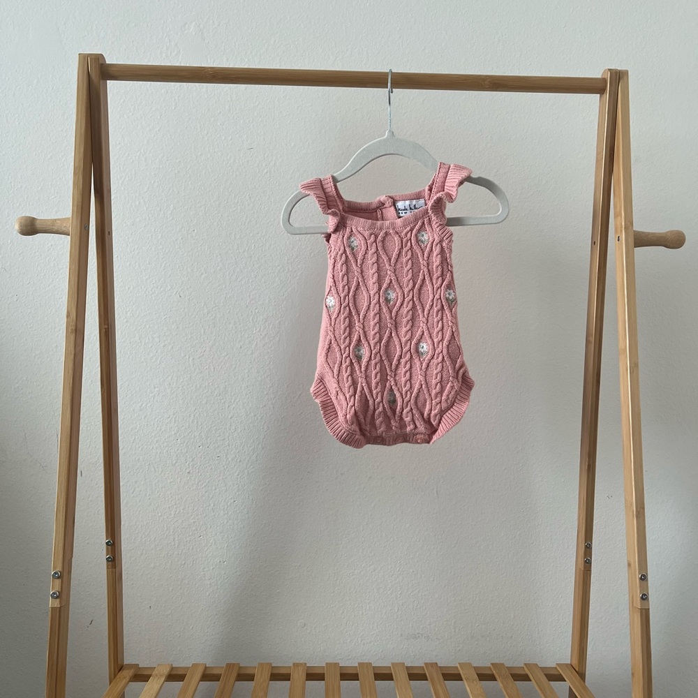 Pink Cable Knit Baby Romper